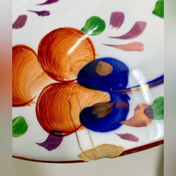 19th Century Antique Gaudy Welsh Oyster Pattern Allertons Marked Lidded Tureen - Picture 13 of 16